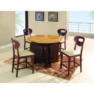 Beige Global Furniture USA Mahogany Round Bar Table with Faux Marble 