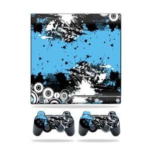   Sony Playstation 3 PS3 Slim Skins + 2 Controller Skins Hip Splatter